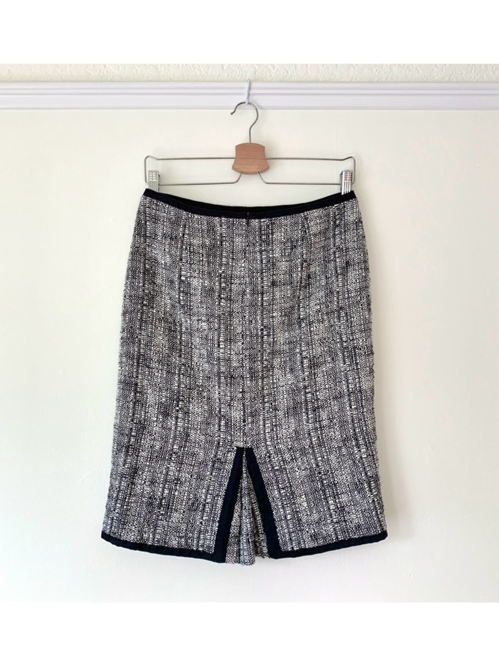 Talbots black and white tweed with pleated detail skirt